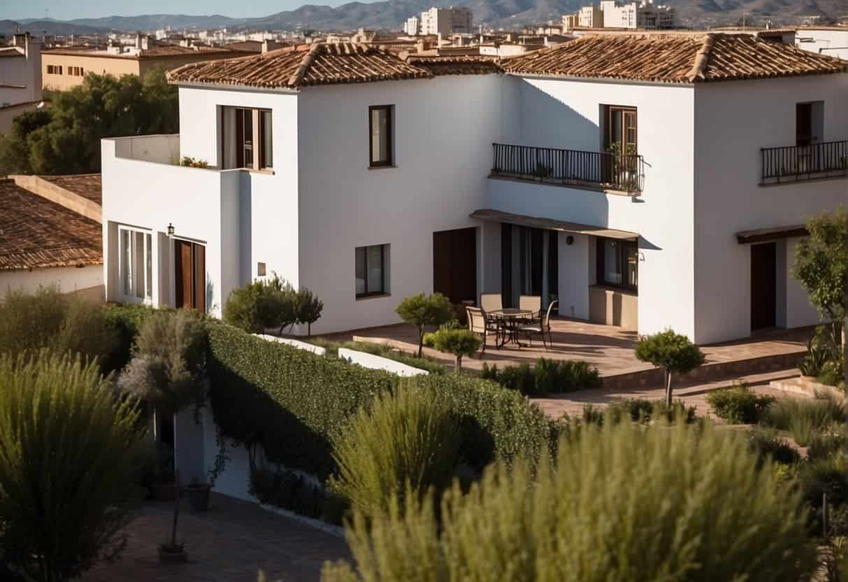 A modern, newly constructed home stands next to a traditional, older house in a bustling neighborhood in Córdoba, Spain. The contrast between the two properties reflects the ongoing debate over the future of the real estate market in the city