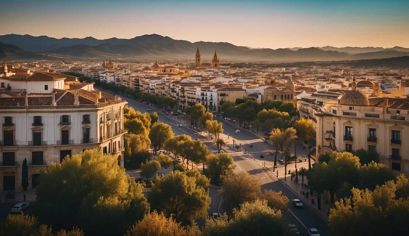 Un paisaje urbano bullicioso en Córdoba, España, con edificios modernos y calles concurridas, que muestra la vibrante inversión y financiación inmobiliaria.opportunities in the region